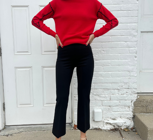 Elliott Lauren Elastic Waist Ankle Bootcut Pant in Black