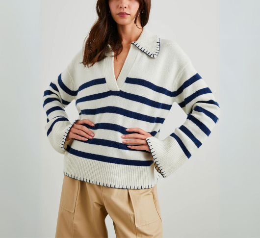 Rails - Athena Stripe Sweater in Ivory/Navy