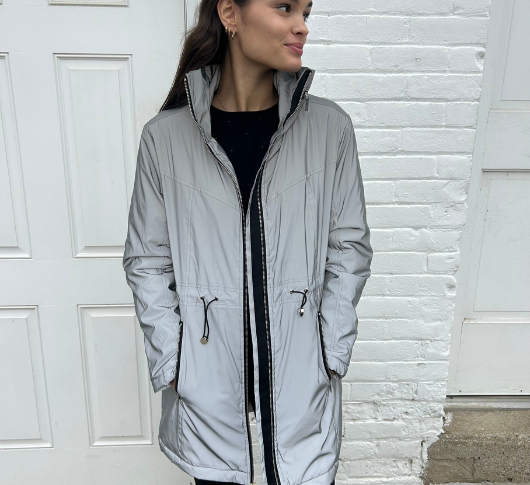 Nikki Jones Reflective Anorak Jacket with Quilted Lining in Silver Sophia Lustig