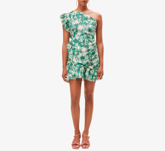green emerald velvet dress SUNCOO Ladies Emerald Green Flounced Hem Clarisse Robe Wrap Dress Size –  ReThread