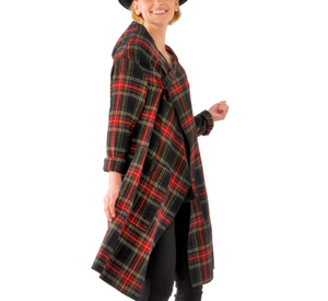 Gretchen Scott - Plaid Wrap Coat with Shawl Collar - Duke of York in Black