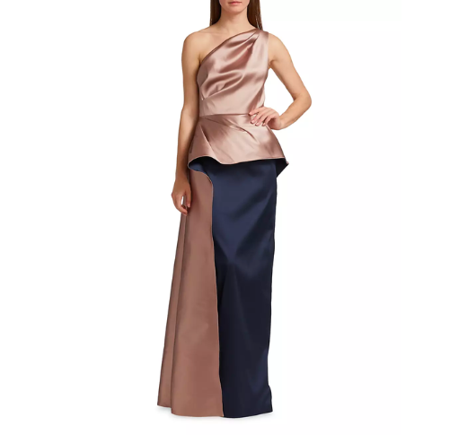 teri jon peplum dress Teri Jon Jacquard Off The Shoulder Side Drape Overlay Gown Size 12