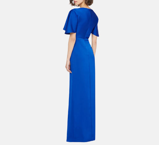Theia Shea Kimono Sleeve Satin Gown in Saphire – Sophia Lustig