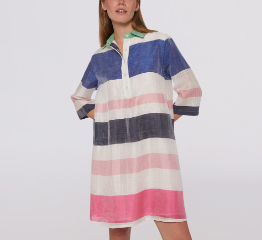 Vilagallo - Tyana Striped Linen Dress in Multicolor
