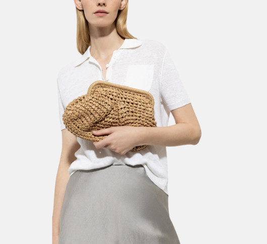 Luisa Cerano - Braided Raffia Clutch in Brown – Sophia Lustig