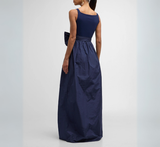 Chiara Boni La Petite Robe Women's Harlee Taffeta Bow Gown - Blue Notte