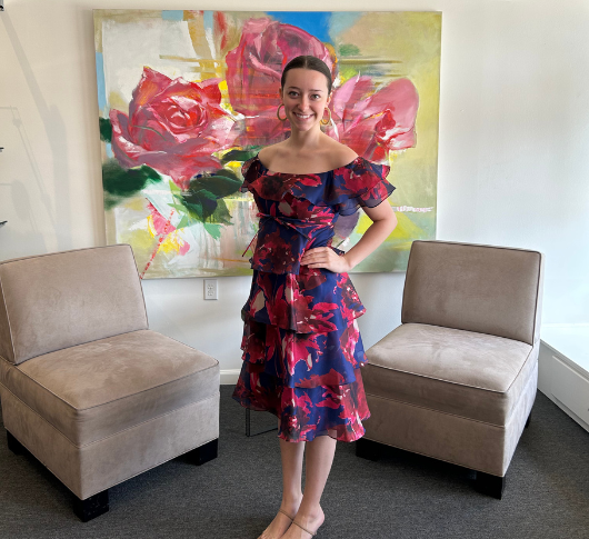 Teri Jon Floral Organza Tiered Dress