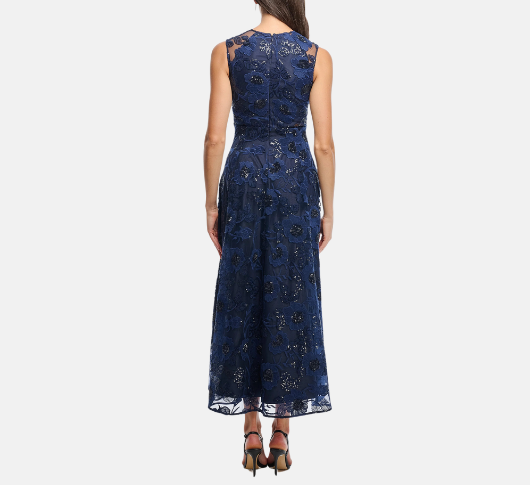 Shoshanna Women's Midnight Zia Embroidered Floral Tulle Elliott Dress