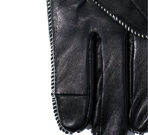 Echo - Stitched Leather Gloves in Black