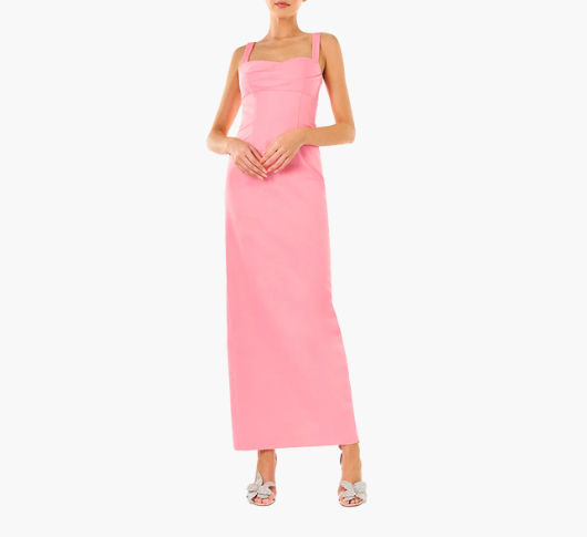 ml monique lhuillier lily sweetheart faille midi dress ml Monique Lhuillier Marina Faille Maxi Dress, 4 / Pink