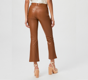 Paige - Claudine Faux Leather Pant in Dark Argan