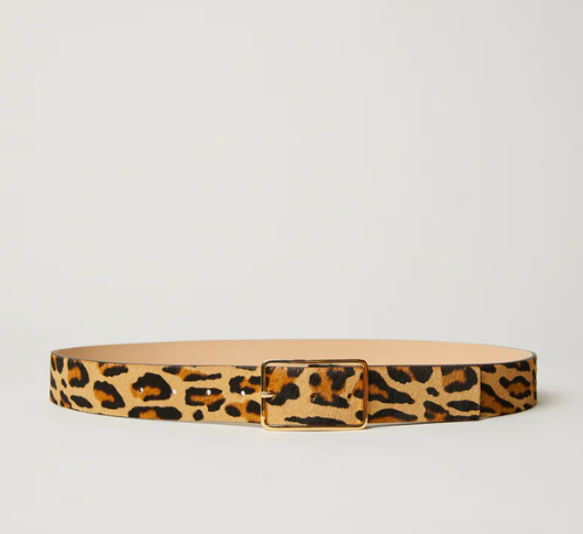 B Low The Belt Milla Calf Hair Leather Belt in Leopard Gold