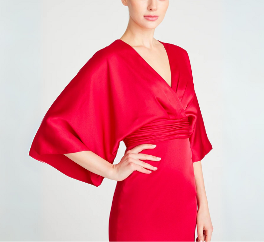 theia v neck satin dress $645 Theia Women's Blue Alicia V-Neck Satin Cocktail Dress Size 4