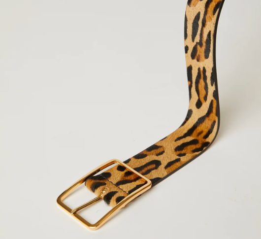 B Low The Belt Milla Calf Hair Leather Belt in Leopard Gold