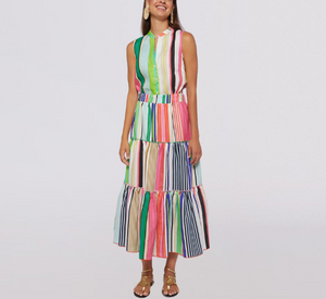 Vilagallo - Lorenza Stripe Pure Linen Skirt