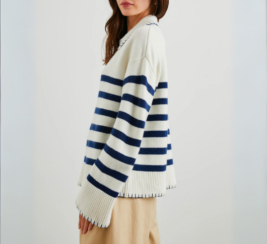 Rails - Athena Stripe Sweater in Ivory/Navy