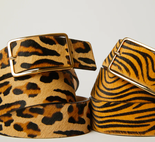 B Low The Belt Milla Calf Hair Leather Belt in Leopard Gold