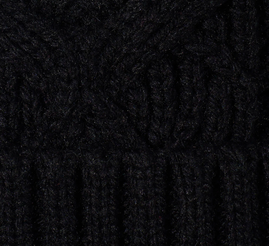 Echo - Loopy Cable Pom Hat in Black