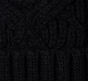 Echo - Loopy Cable Pom Hat in Black