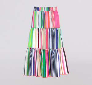 Vilagallo - Lorenza Stripe Pure Linen Skirt