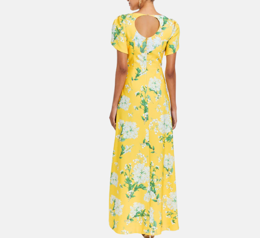 Mestiza - Katherine Flower Print Maxi Dress in Yellow, Green, and White