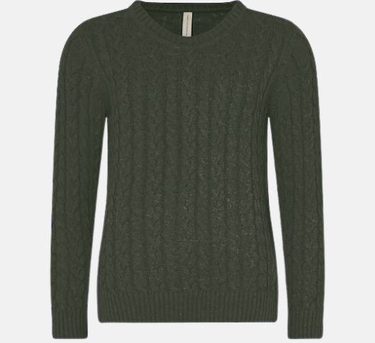 Skovhuus Cotton Cable Knit Sweater in Army Green