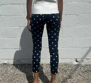 Mac Jeans - Dream Summer Poka Dot Slim Pants in Dark Navy