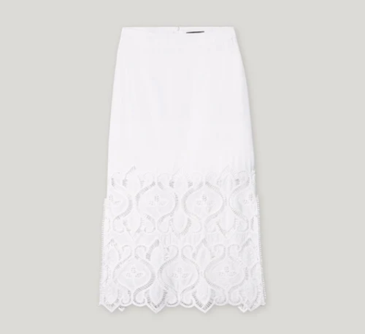 Luisa Cerano - Maxi Skirt with Eyelet Embroidery in Bleached White
