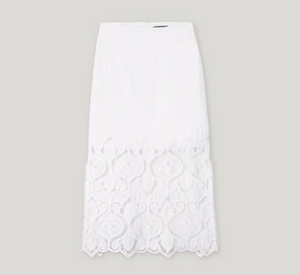 Luisa Cerano - Maxi Skirt with Eyelet Embroidery in Bleached White