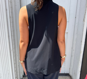 PORTO - Kanto Wrap Button Tank Top in Black