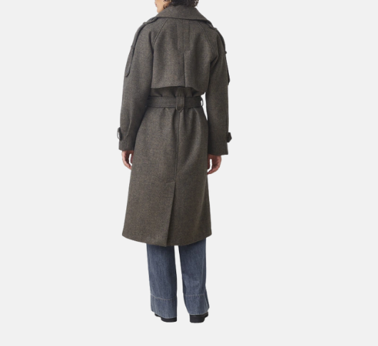 Suncoo - Emo Long Wool Coat in Chocolate