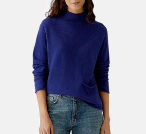 Oui - Mock Neck Sweater with Pockets in Blue Ribbon