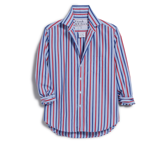 FRANK & EILEEN - Relaxed Button-Up with Stripes in Blue, Red, and Navy
