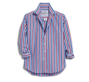 FRANK & EILEEN - Relaxed Button-Up with Stripes in Blue, Red, and Navy