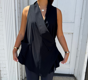 PORTO - Kanto Wrap Button Tank Top in Black