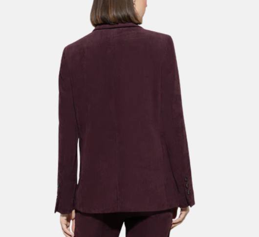 Luisa Cerano – Corduroy One-Button Blazer in Burgundy