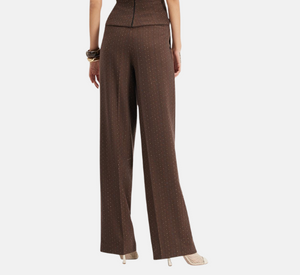 Theo - Cognac Herringbone Pant with Color Dash Shapes in Sky