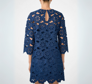 TRINA TURK - Cutwork Embroidered Top with Scallop Hem in Indigo