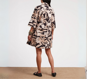 FRANCES VALENTINE - Jungle Print Isla Shirtdress in Taupe and Black