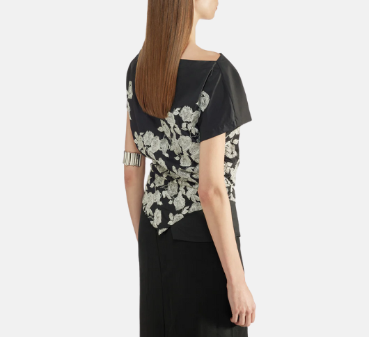 Liviana Conti - Cap Sleeve Embroidered Top in Black and White