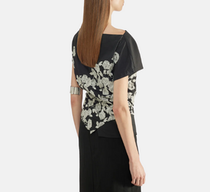 Liviana Conti - Cap Sleeve Embroidered Top in Black and White