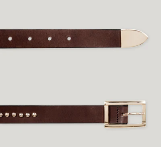 Luisa Cerano – Leather Belt with Studs in Espresso