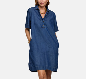 Hinson Wu - Aileen Short Sleeve Denim Dress in Dark Wash
