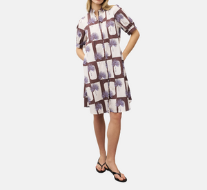 0039 Italy - Lina Ka Pattern Shirt Dress in Brown and Purple