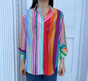 Hinson Wu - Halsey Striped Hidden Button-Up Top in Multicolor