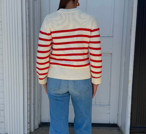 RAILS - Stripe Knit Sweater in Cherry and White