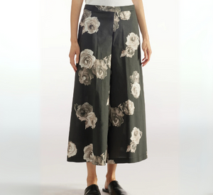 LIVIANA CONTI - Cotton Print Palazzo in Shaded Black/Beige