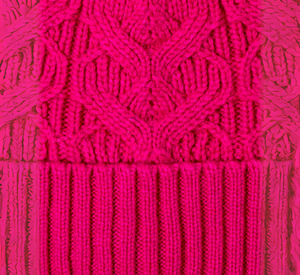 
            
                Load image into Gallery viewer, Echo - Loopy Cable Pom Hat in Electric Pink
            
        