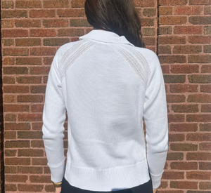 Kinross Cashmere - Split Neck Polo Sweater in White