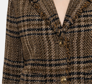 Luisa Cerano - Tweed Blazer Jacket in Brown and Black Multi